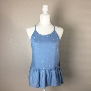 Volcom Sky Blue Peplum High Neck Tank Top